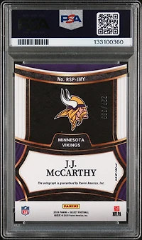 2024 Panini Select Rookie Signatures Rspjmy Jj Mccarthy PSA 9