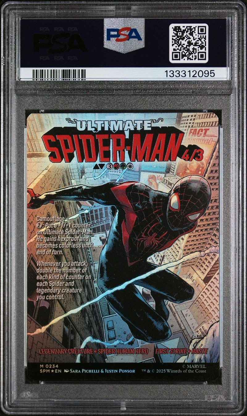 2025 Magic The Gathering Marvel's Spider-man 0234 Ultimate Spider-man/miles Morales Classic Comic Borderless-foil PSA