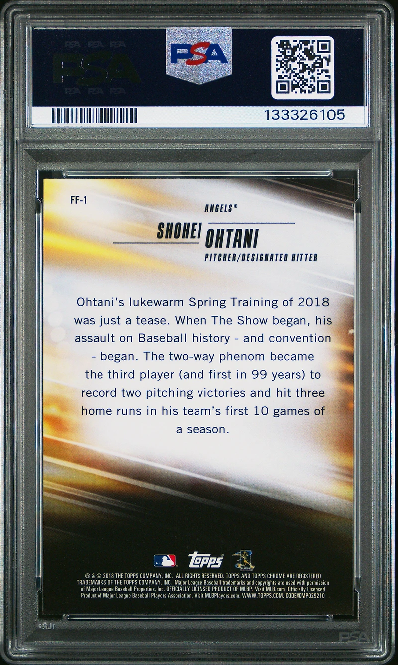 2018 Topps Chrome Freshman Flash Ff-1 Shohei Ohtani PSA