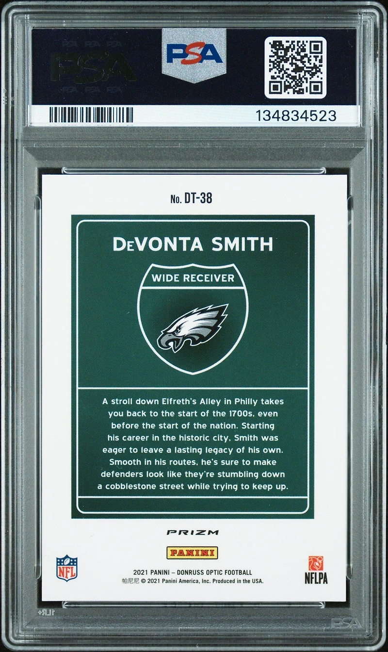 2021 Panini Donruss Optic Downtown Dt38 Devonta Smith PSA 9