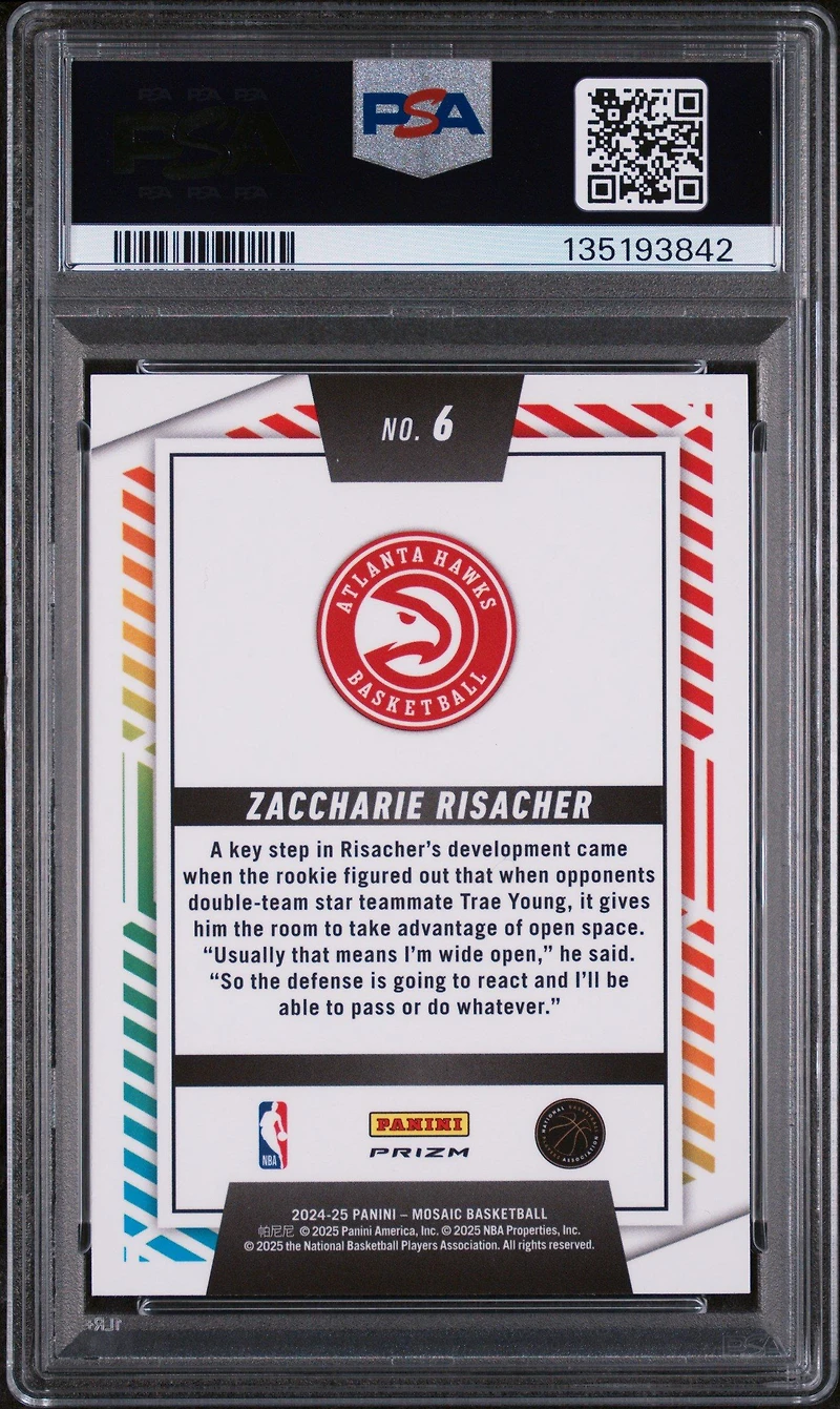 2024 Panini Mosaic Razzle Dazzle 6 Zaccharie Risacher PSA 9