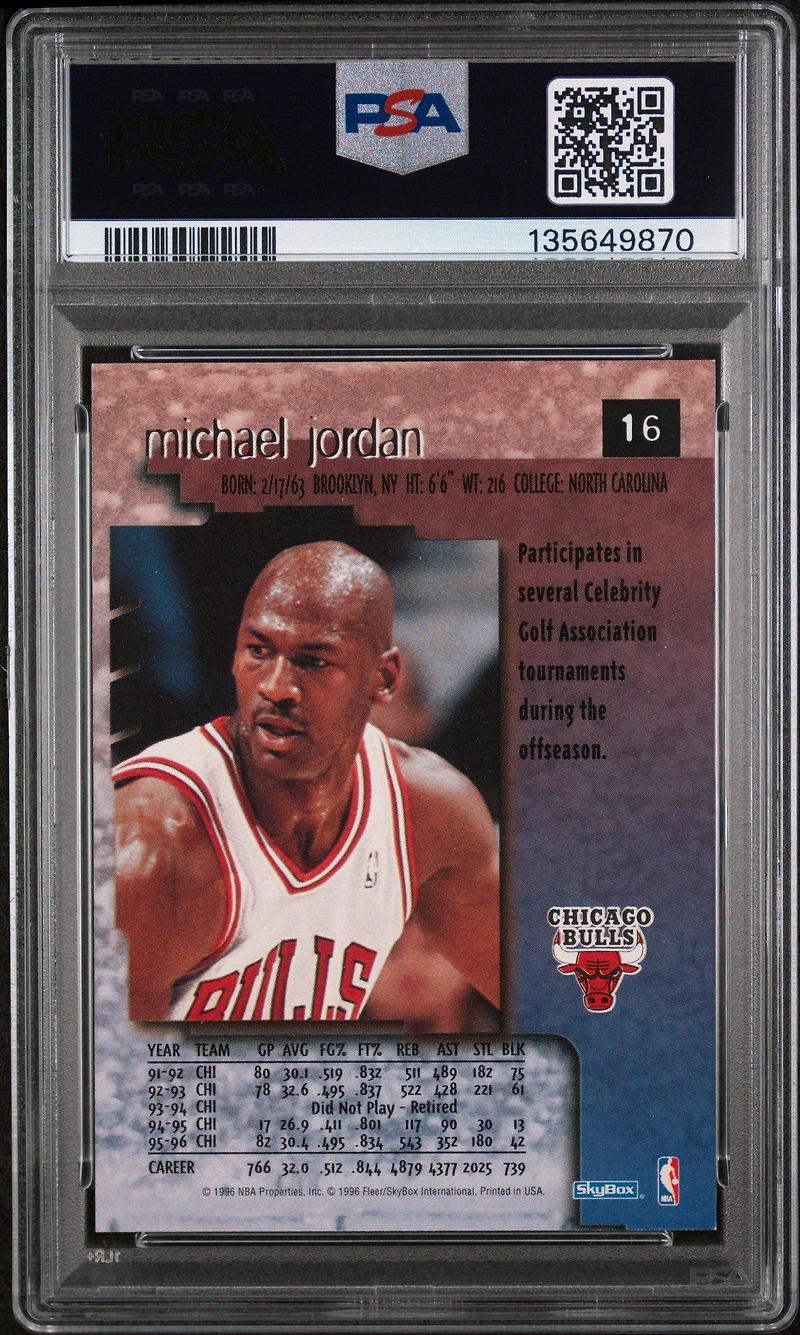 1996 Skybox Premium 16 Michael Jordan PSA 8