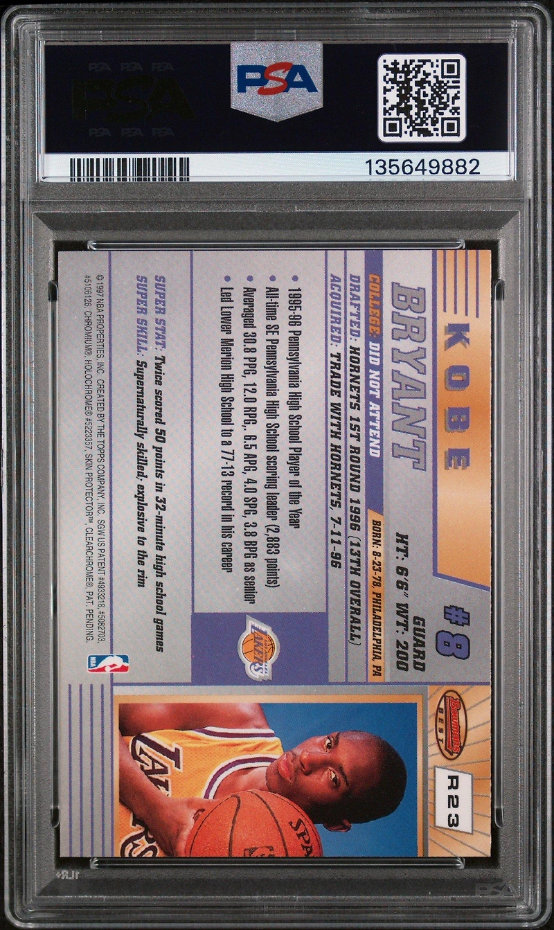 1996 Bowman's Best Rookie R23 Kobe Bryant PSA 9