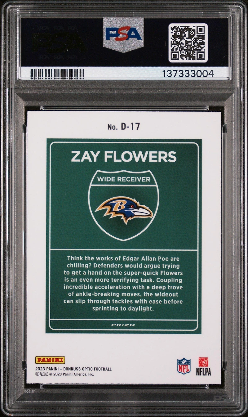 2023 Panini Donruss Optic Downtown! D17 Zay Flowers PSA 9