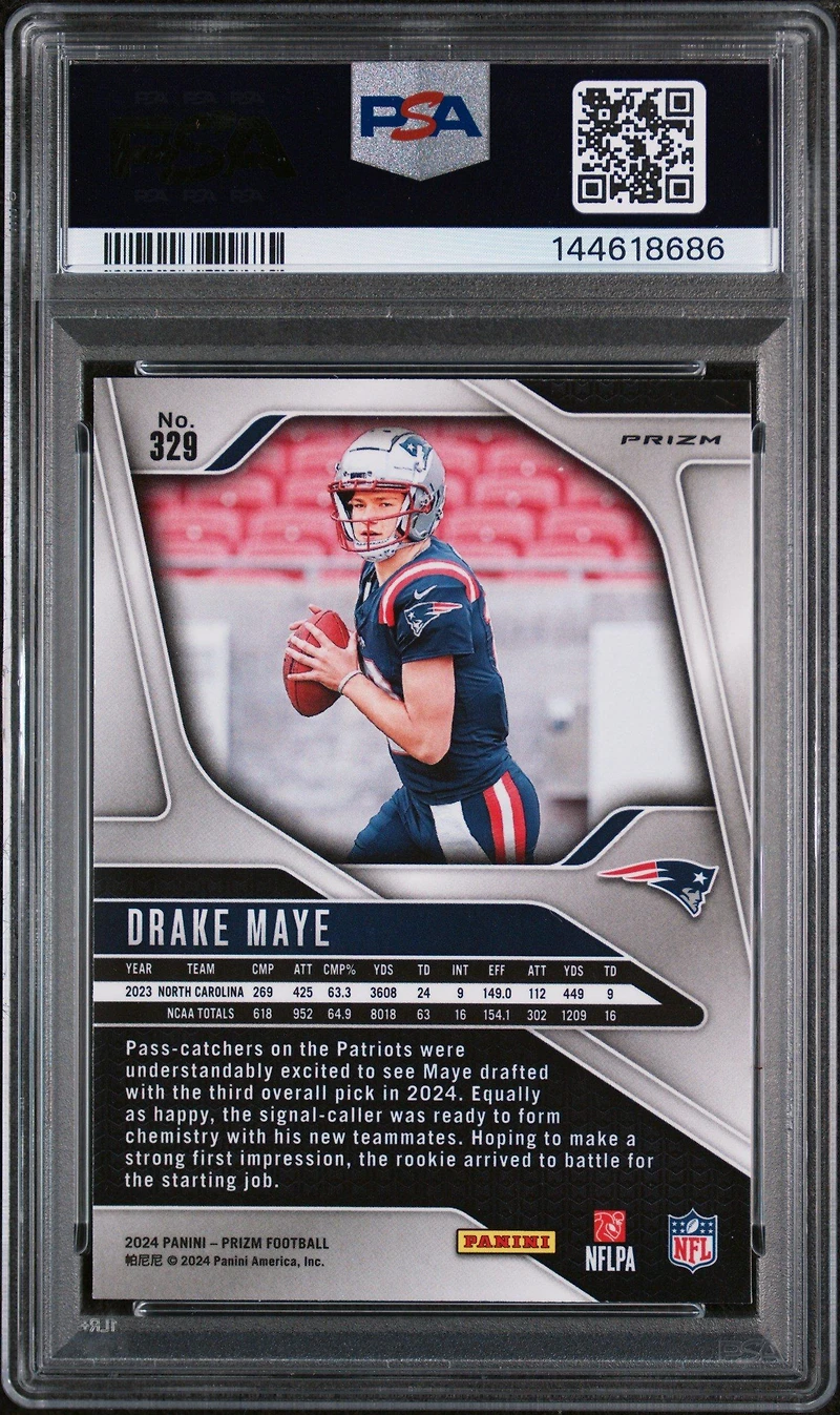 2024 Panini Prizm 329 Drake Maye Red/white/blue Prizm PSA 9