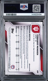 2025 Bowman University Chrome 109 Fernando Mendoza Purple Shimmer PSA 10