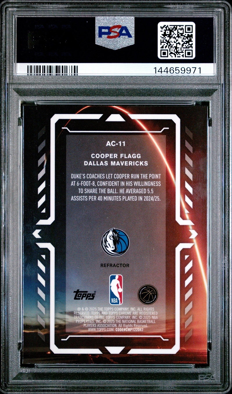 2025 Topps Chrome Activators Ac-11 Cooper Flagg Refractor PSA 10