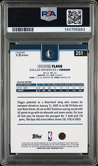 2025 Topps Chrome 251 Cooper Flagg PSA