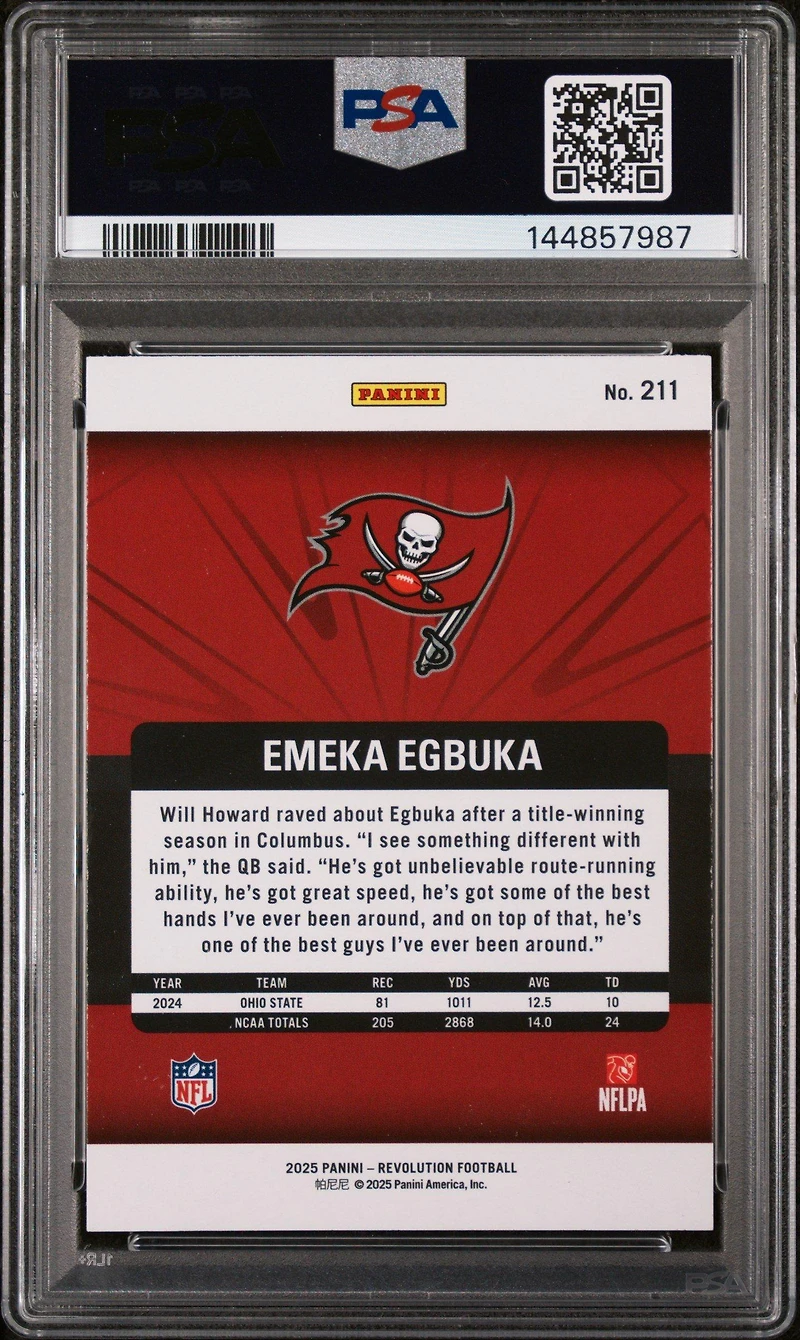 2025 Panini Revolution 211 Emeka Egbuka PSA 10