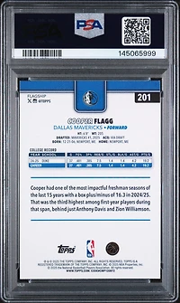 2025 Topps 201 Cooper Flagg Holo Foil PSA 9