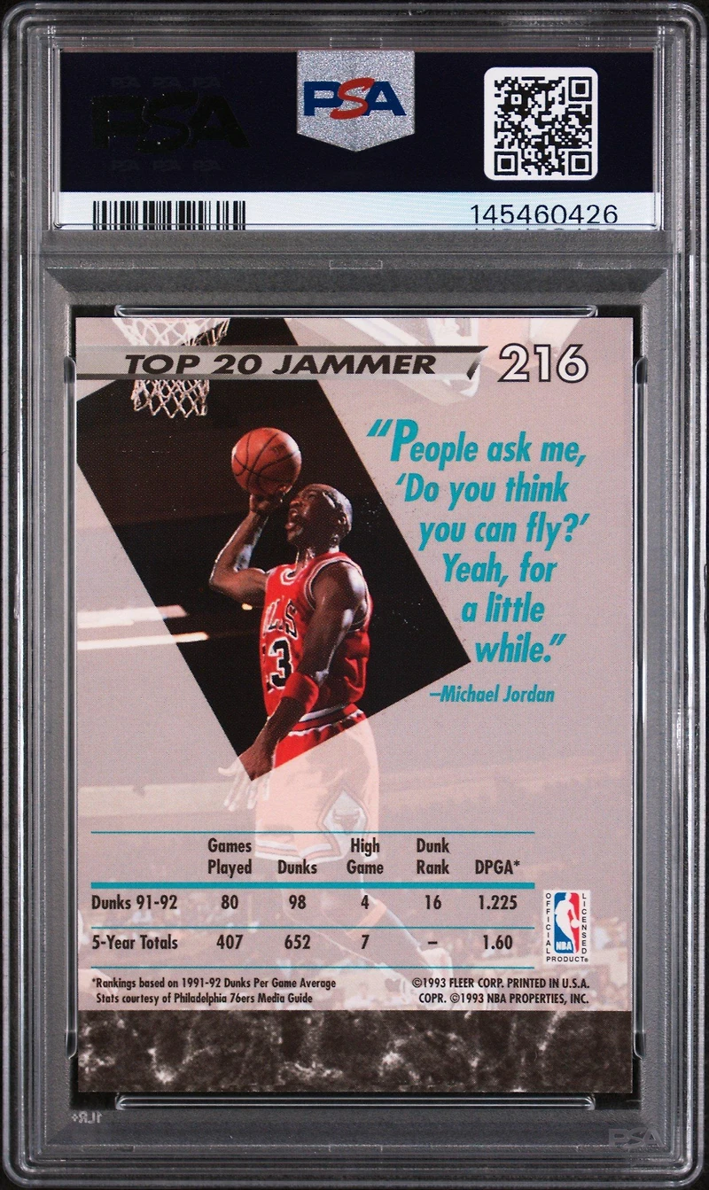 1992 Ultra 216 Michael Jordan PSA 8