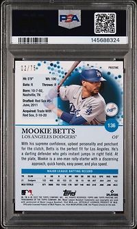 2022 Topps Pristine 136 Mookie Betts Pristine Blue Refractor PSA 10