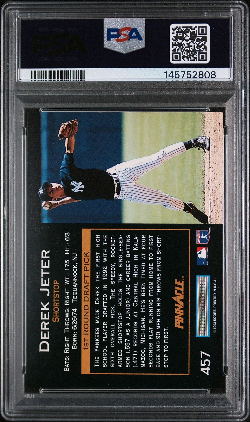 1993 Pinnacle 457 Derek Jeter PSA 8