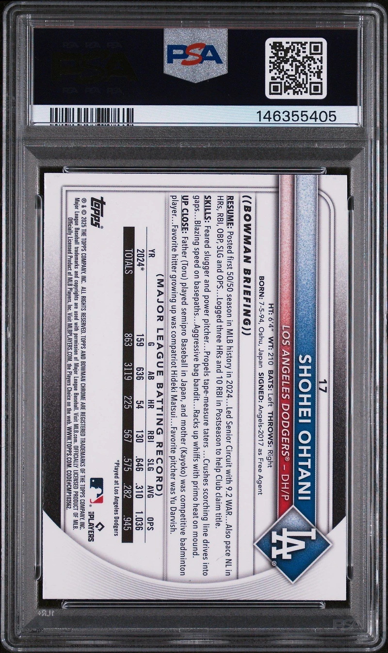 2025 Bowman Mega Box Chrome 17 Shohei Ohtani PSA 10