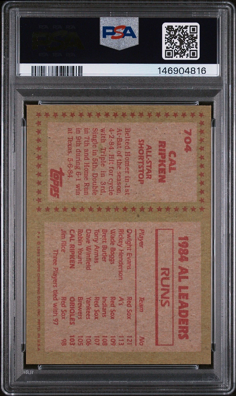 1985 Topps 704 Cal Ripken Jr. PSA 8