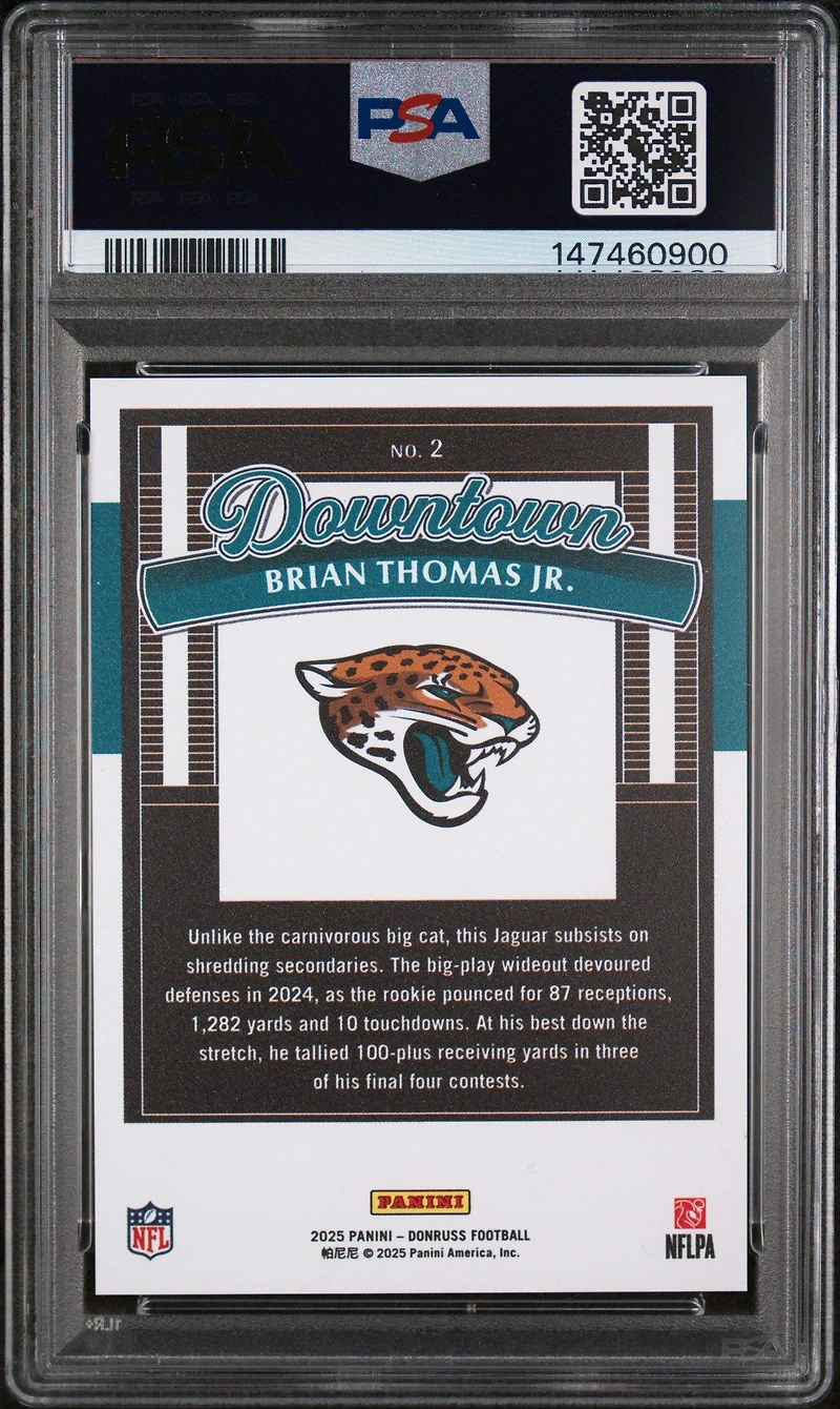 2025 Panini Donruss Downtown! 2 Brian Thomas Jr. PSA