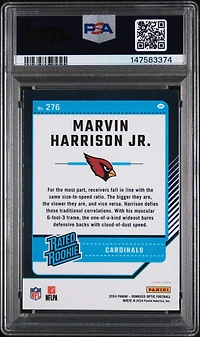 2024 Panini Donruss Optic 276 Marvin Harrison Jr. Blue Glitter PSA 10