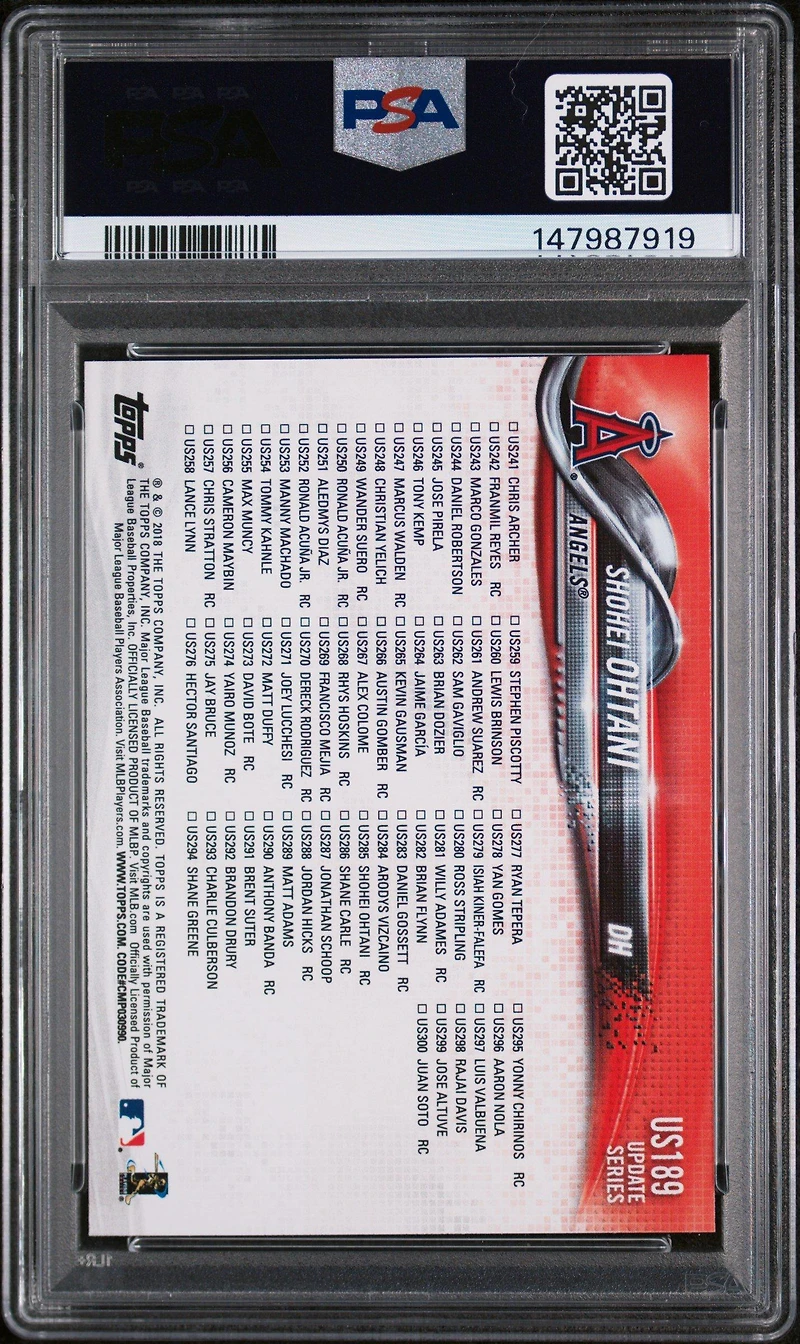 2018 Topps Update Us189 Shohei Ohtani PSA