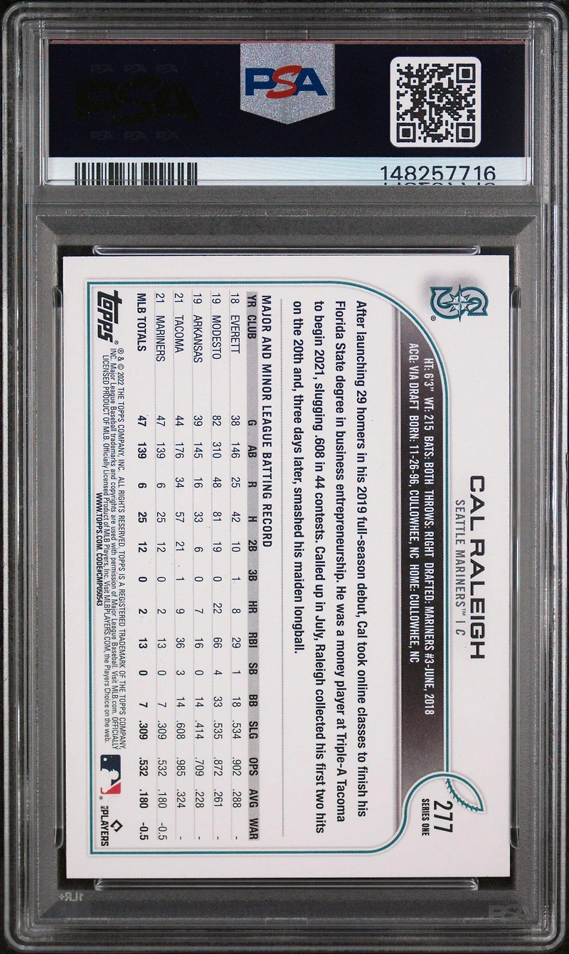 2022 Topps 277 Cal Raleigh PSA 9