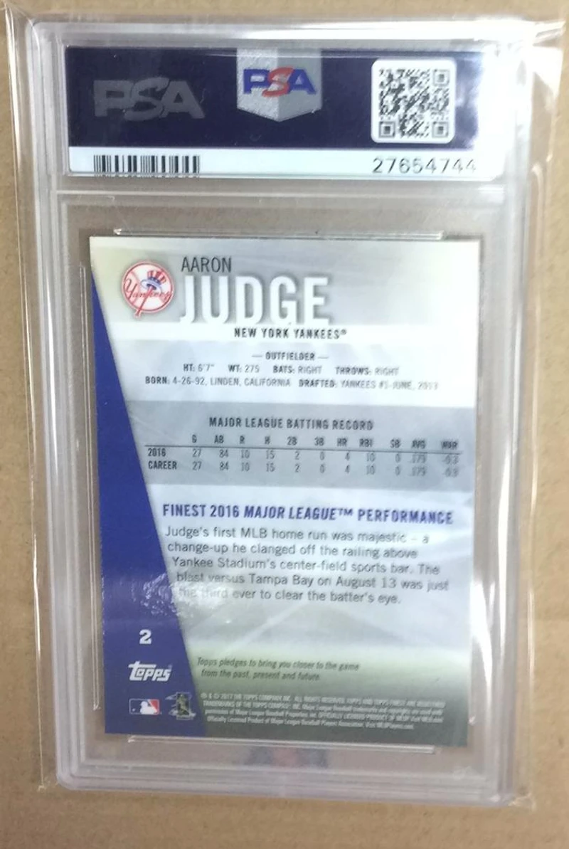 2017 Finest 2 Aaron Judge PSA 10