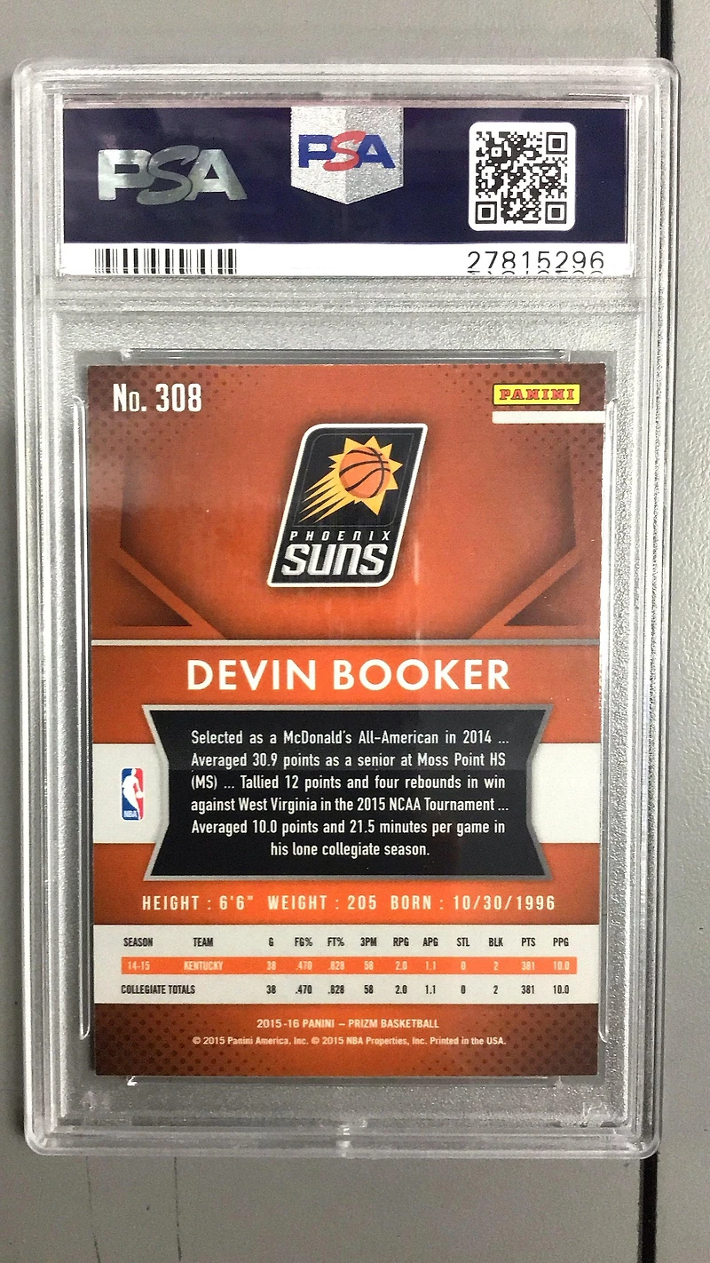 2015 Panini Prizm 308 Devin Booker PSA