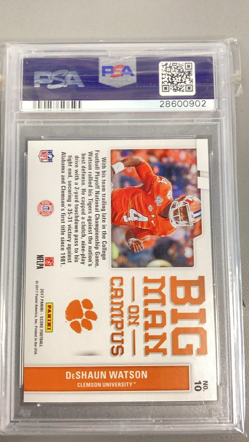 2017 Panini Score Big Man On Campus 10 Deshaun Watson PSA 10