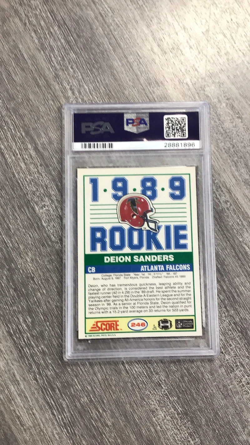 1989 Score 246 Deion Sanders PSA