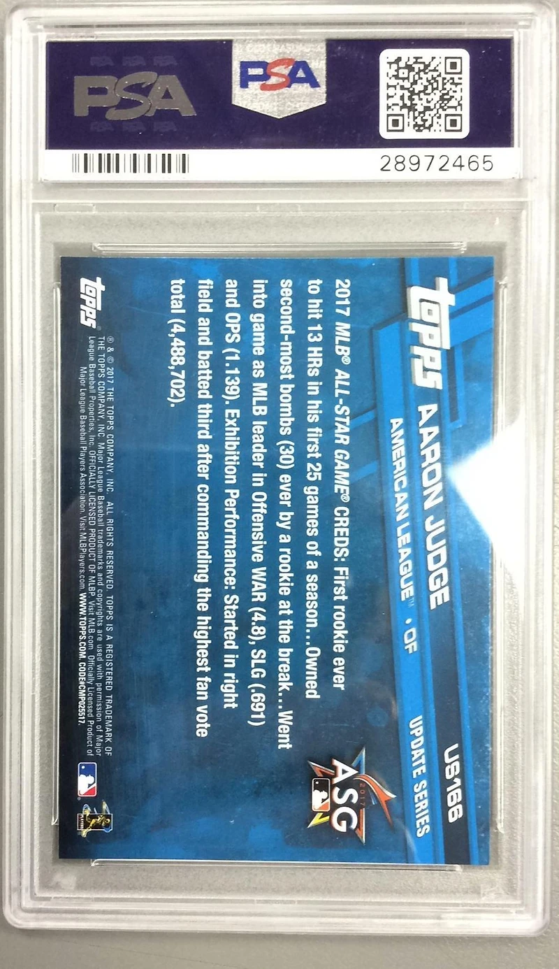 2017 Topps Update Us166 Aaron Judge Throwing PSA 10