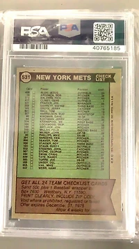 1976 Topps 531 Mets Team PSA 8