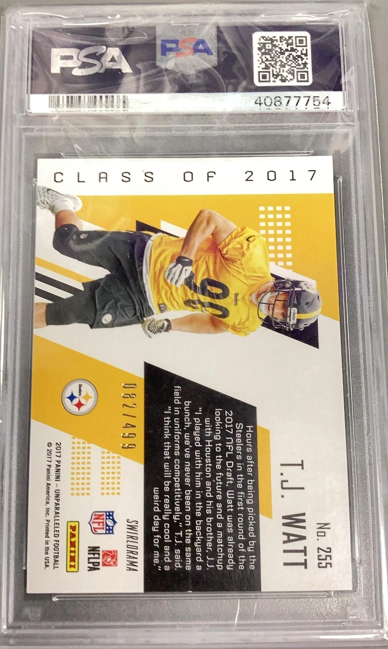 2017 Panini Unparalleled 255 T.j. Watt Lime Green PSA 10