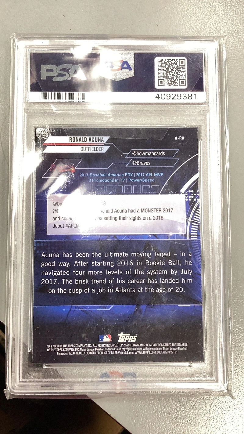 2018 Bowman Trending Chrome Ra Ronald Acuna PSA 10