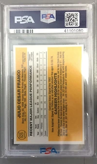 1983 Donruss 525 Julio Franco PSA 10