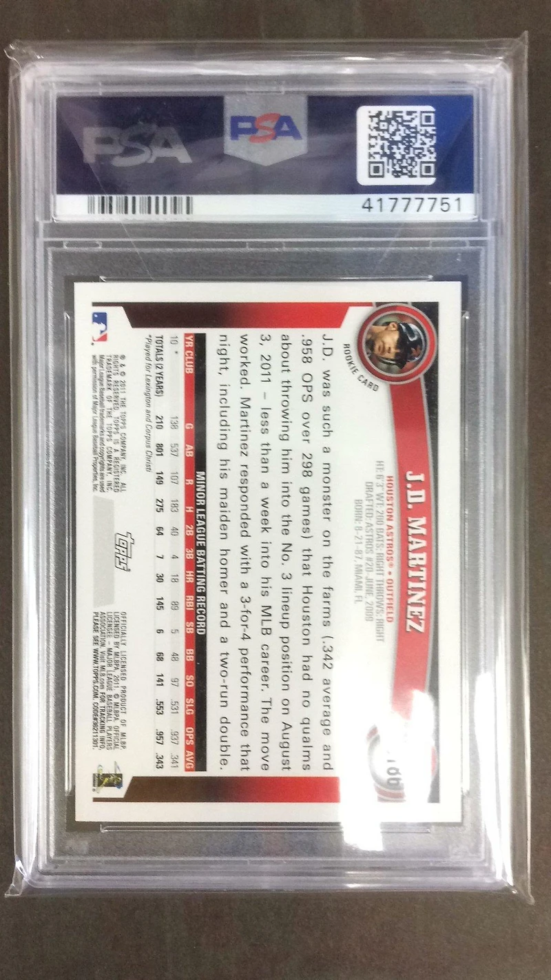2011 Topps Update Us186 J.d. Martinez PSA 10