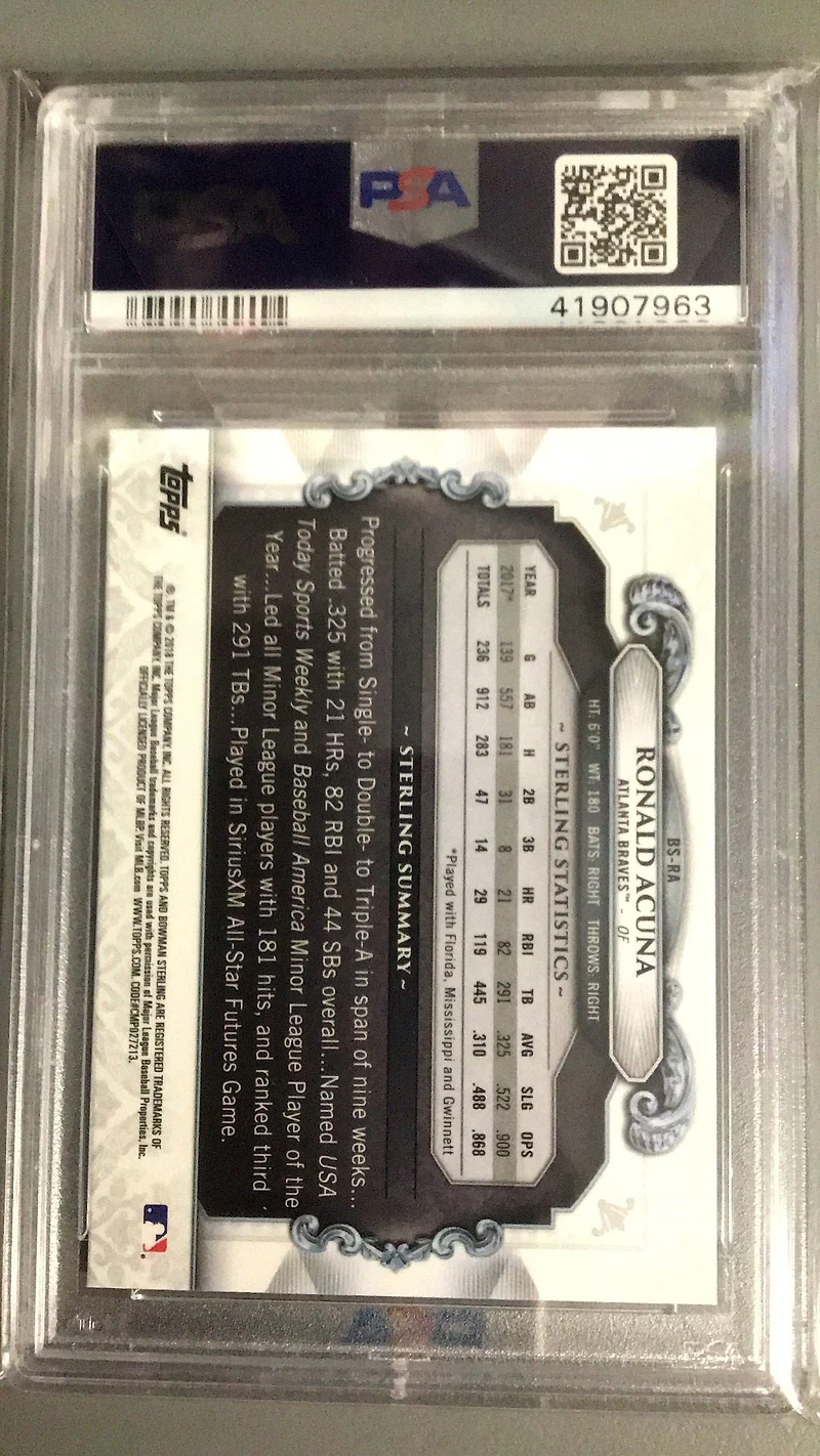 2018 Bowman Sterling Continuity Bs-ra Ronald Acuna PSA 10