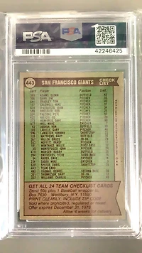 1976 Topps 443 Giants Team PSA 10