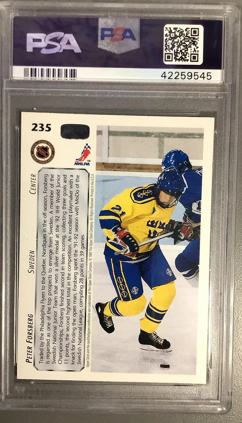 1992 Upper Deck 235 Peter Forsberg PSA 10