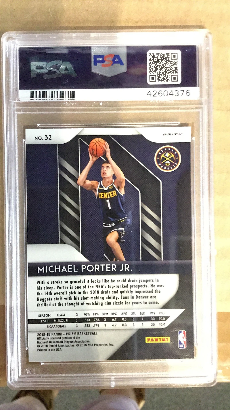 2018 Panini Prizm 32 Michael Porter Jr. Green Pulsar PSA 10
