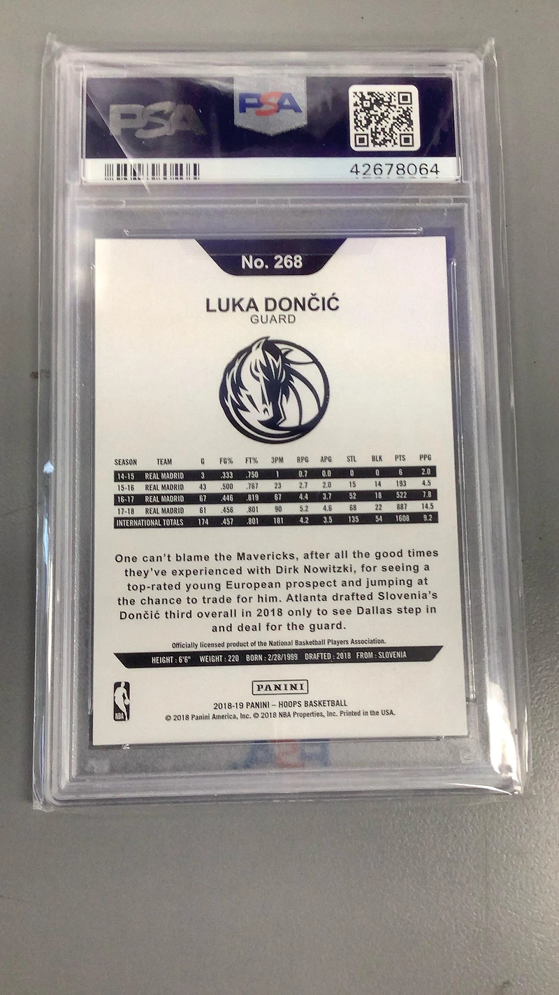 2018 Panini Hoops 268 Luka Doncic PSA