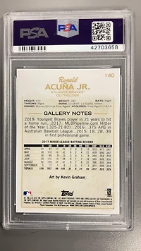 2018 Topps Gallery 140 Ronald Acuna Jr. PSA 10