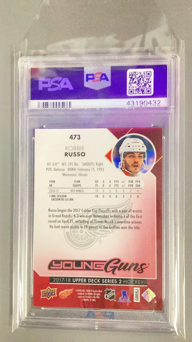 2017 Upper Deck 473 Robbie Russo Ud Exclusives PSA 10
