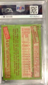 1985 Topps 23 Bret Saberhagen PSA 8