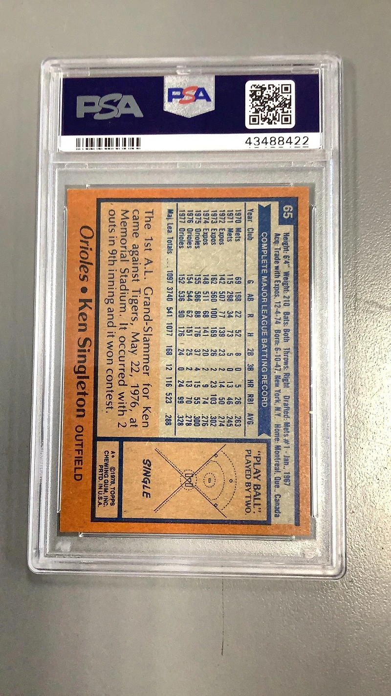 1978 Topps 65 Ken Singleton PSA 10