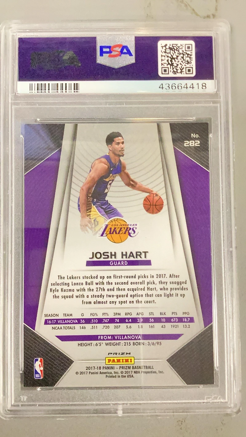2017 Panini Prizm 282 Josh Hart Silver Prizm PSA 10
