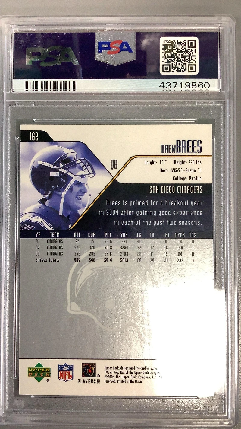 2004 Upper Deck 162 Drew Brees PSA 9