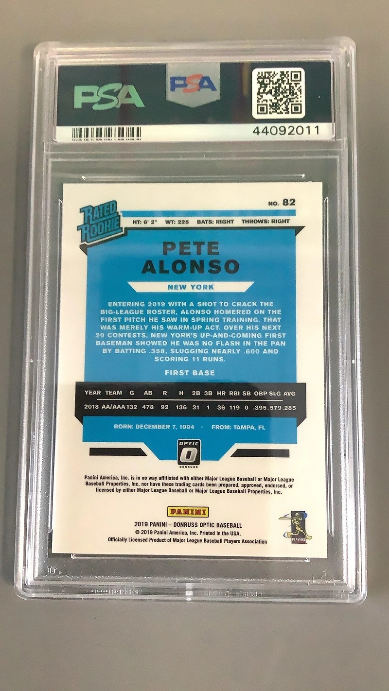 2019 Panini Donruss Optic 82 Pete Alonso PSA 10
