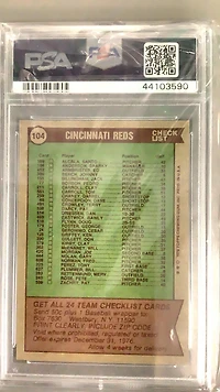 1976 Topps 104 Reds Team PSA 9