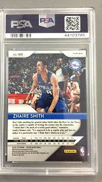 2018 Panini Prizm 189 Zhaire Smith Silver Prizm PSA 9