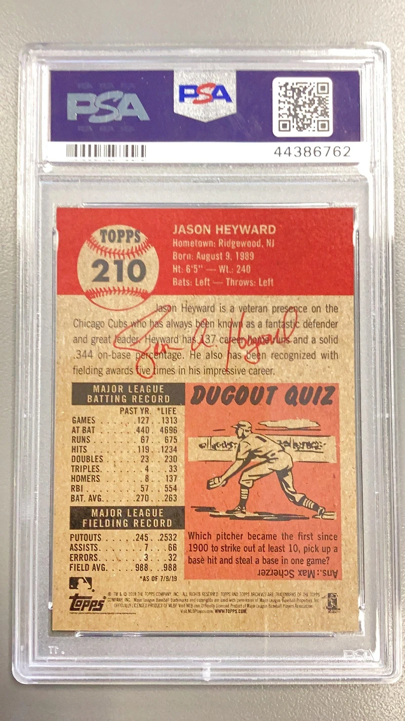 2019 Topps Living 210 Jason Heyward PSA 10