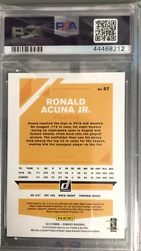 2019 Panini Donruss 87 Ronald Acuna Jr. PSA 10