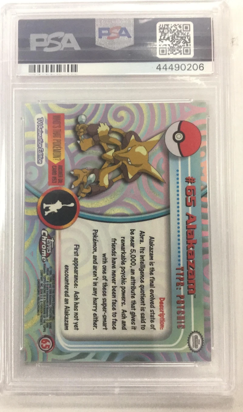 2000 Topps Chrome Pokemon T.v. 65 Alakazam PSA